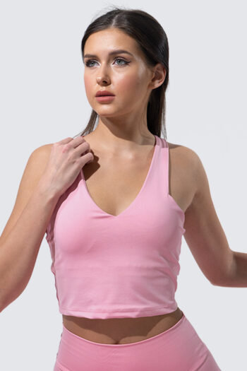 Pink long sport bra V